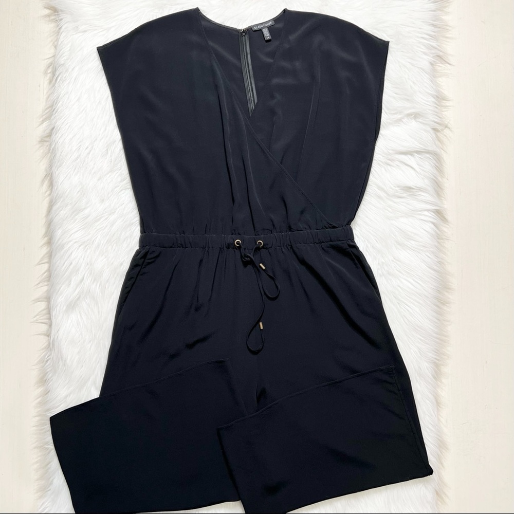 SOLD-Eileen Fisher Black Sleeveless Cropped Wide Leg Jumpsuit - Picture 9 of 12